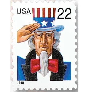NOT Forever Stamp-22¢ Stamps 1998 Uncle Sam – Patriotic Symbol, First-Class Postage